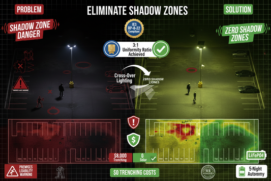 Eliminate Parking Lot Shadow Zones with Solar Street Lights: Safety & Liability Guide