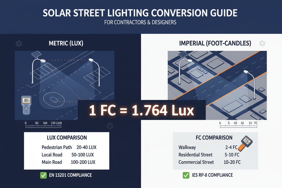 Lux to Foot-Candles Conversion Guide for Solar Street Light Contractors