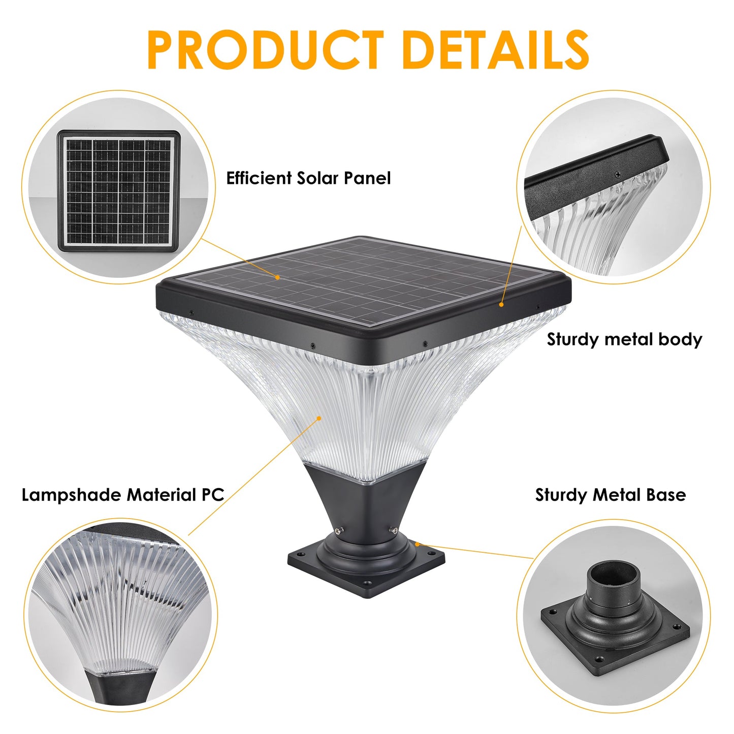 15" Black Outdoor Post Light