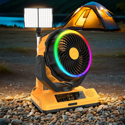 Rackora Pro F31 Rechargeable Fan 5-in-1 with Light, Speaker & Power Bank