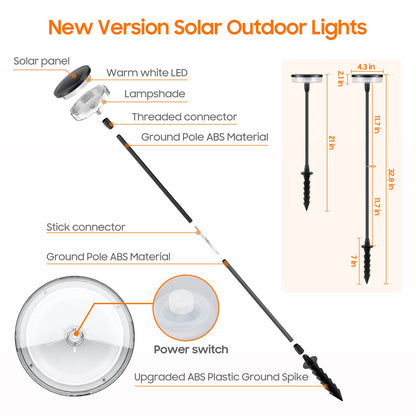 Solar Waterproof Lawn Lights - 12 Hours Warm Light