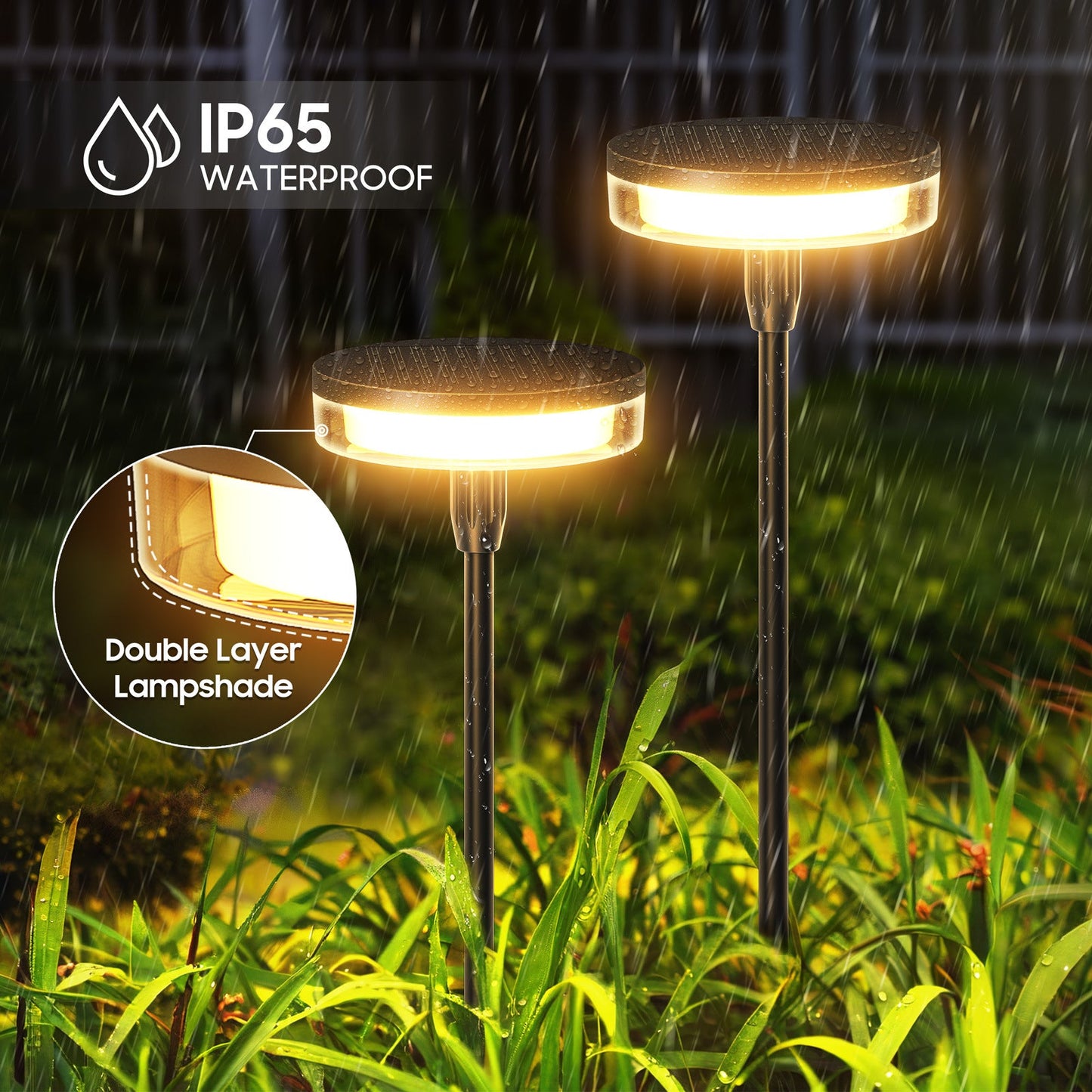 Solar Waterproof Lawn Lights - 12 Hours Warm Light