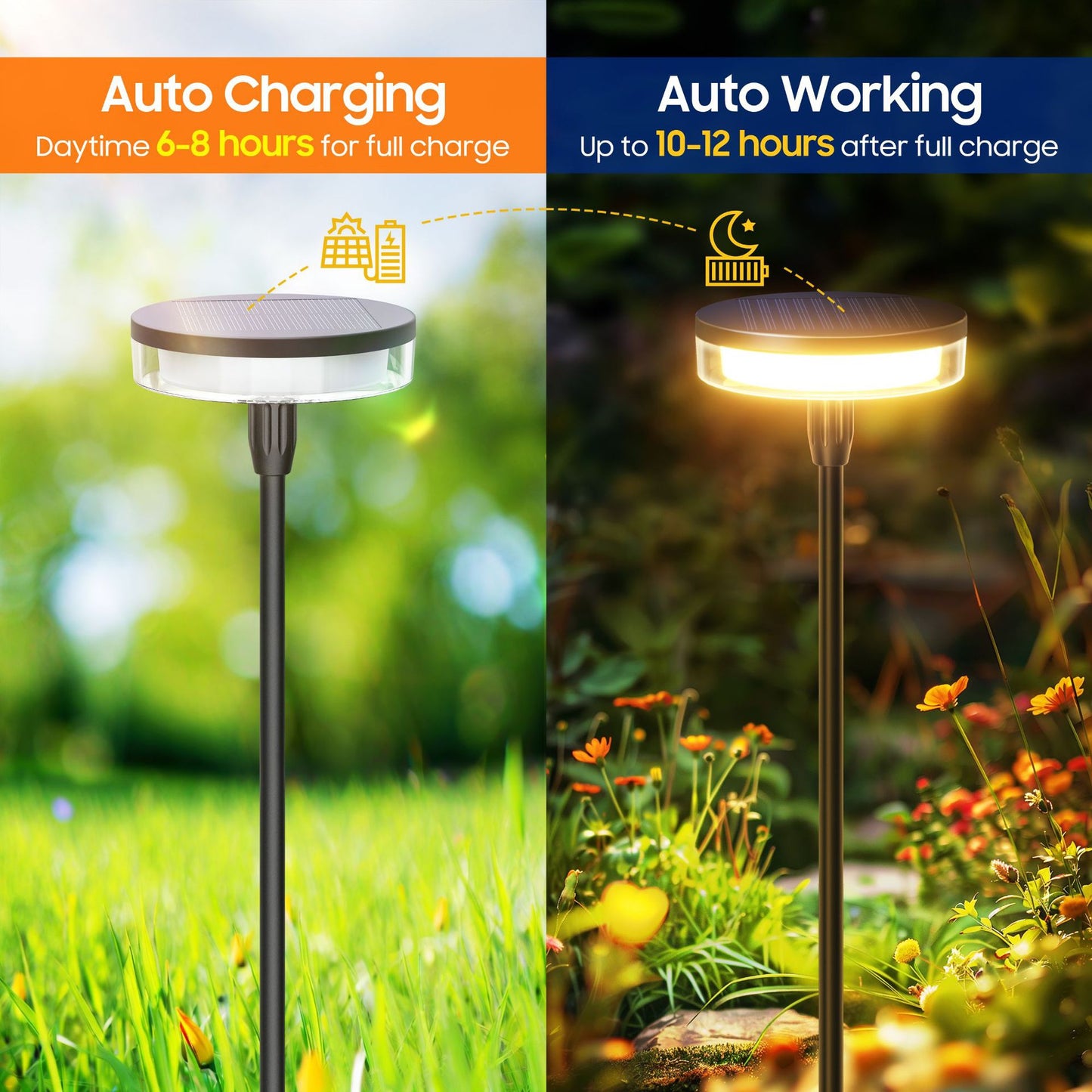 Solar Waterproof Lawn Lights - 12 Hours Warm Light