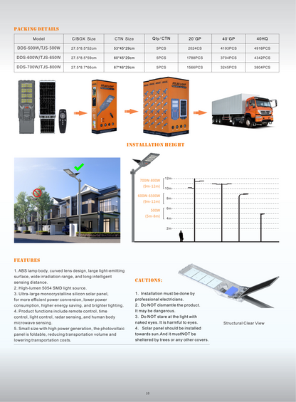 All-in-One Solar LED Street Light - Niumo Dual Panel Series DDS-500/600/700W