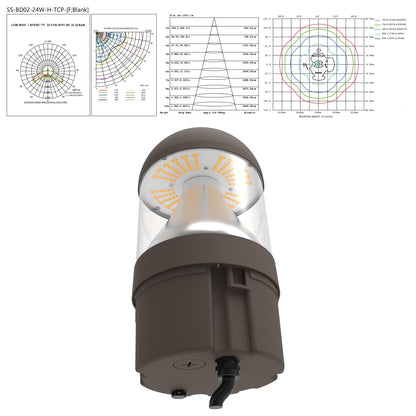 BD02 LED Bollard Light 24W - Commercial Outdoor Pathway Lighting | 3200 Lumens