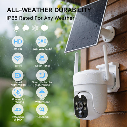 4MP Solar WiFi Security Camera - 100% Wire-Free with Two-Way Audio