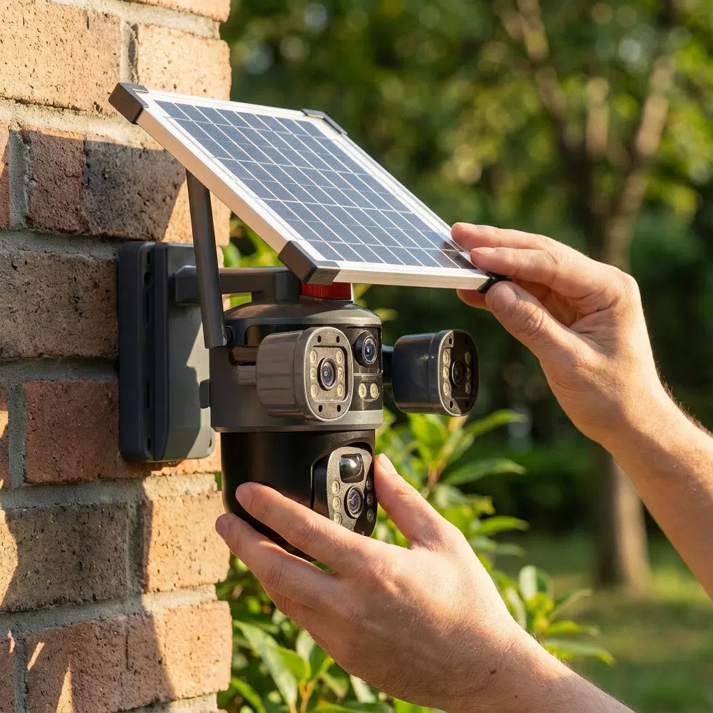Wholesale Triple-Lens Solar Security Camera 6MP HD, AI Human Detection, 15-Day Battery