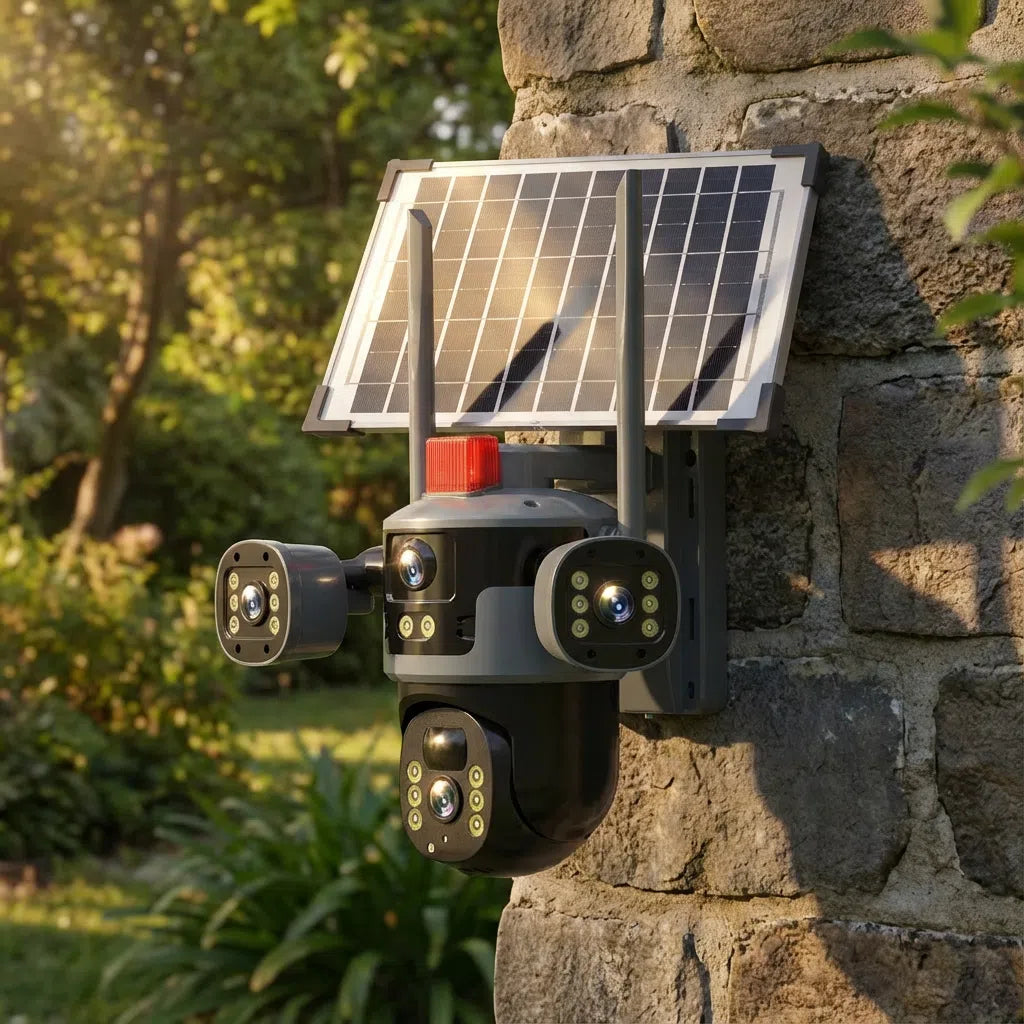Wholesale Triple-Lens Solar Security Camera 6MP HD, AI Human Detection, 15-Day Battery