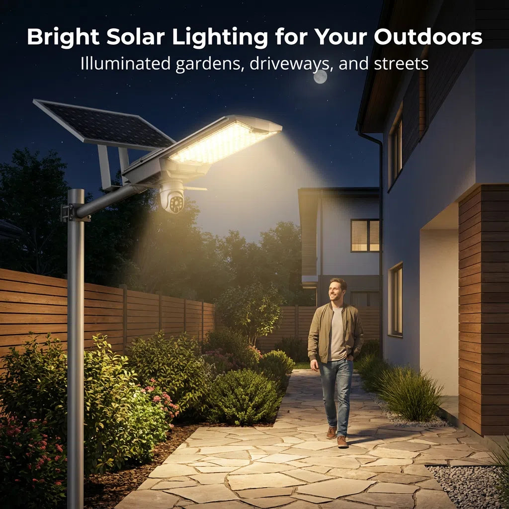 600W Solar CCTV Camera System: 4MP Ball, Auto Tracking, 340° Pan, WiFi/4G, IP66