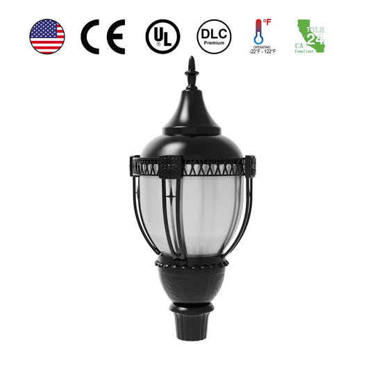 Acorn LED Post Top Light – 60W/80W/100W Selectable, Dimmable, DLC Premium 5.1 Compliant