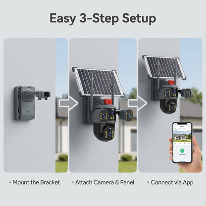 Wholesale Triple-Lens Solar Security Camera 6MP HD, AI Human Detection, 15-Day Battery