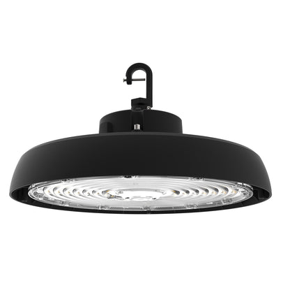 Black UFO07 LED High Bay Light - 150W 200W 240W Tunable - DLC 5.1 Premium - 150LPW - Industrial Warehouse Lighting