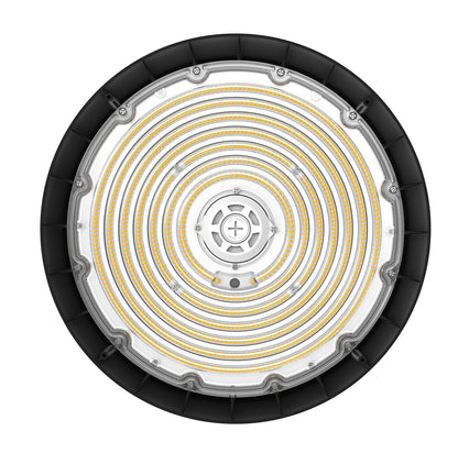 Black UFO07 LED High Bay Light - 150W 200W 240W Tunable - DLC 5.1 Premium - 150LPW - Industrial Warehouse Lighting
