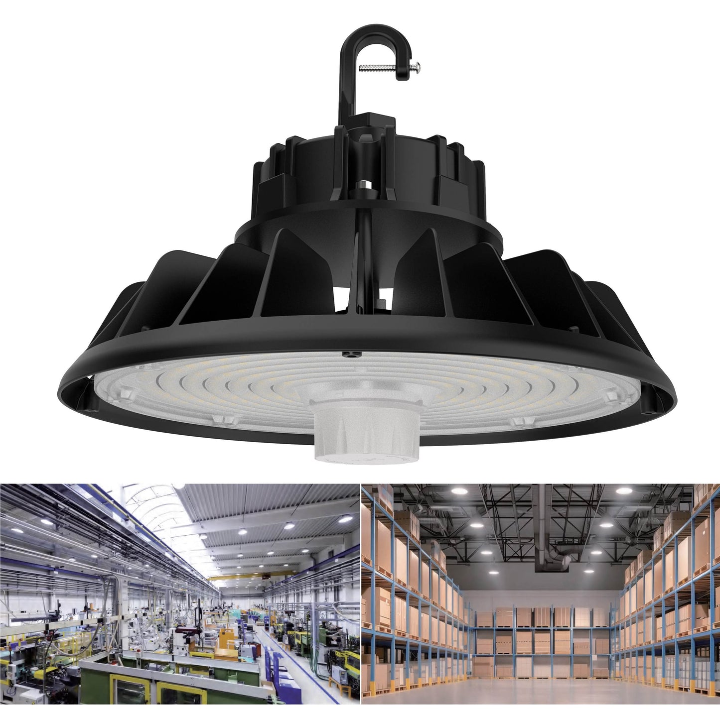 UFO12 LED High Bay Light - 150W 200W 240W Tunable - DLC 5.1 Premium - 150LPW Industrial Warehouse Lighting